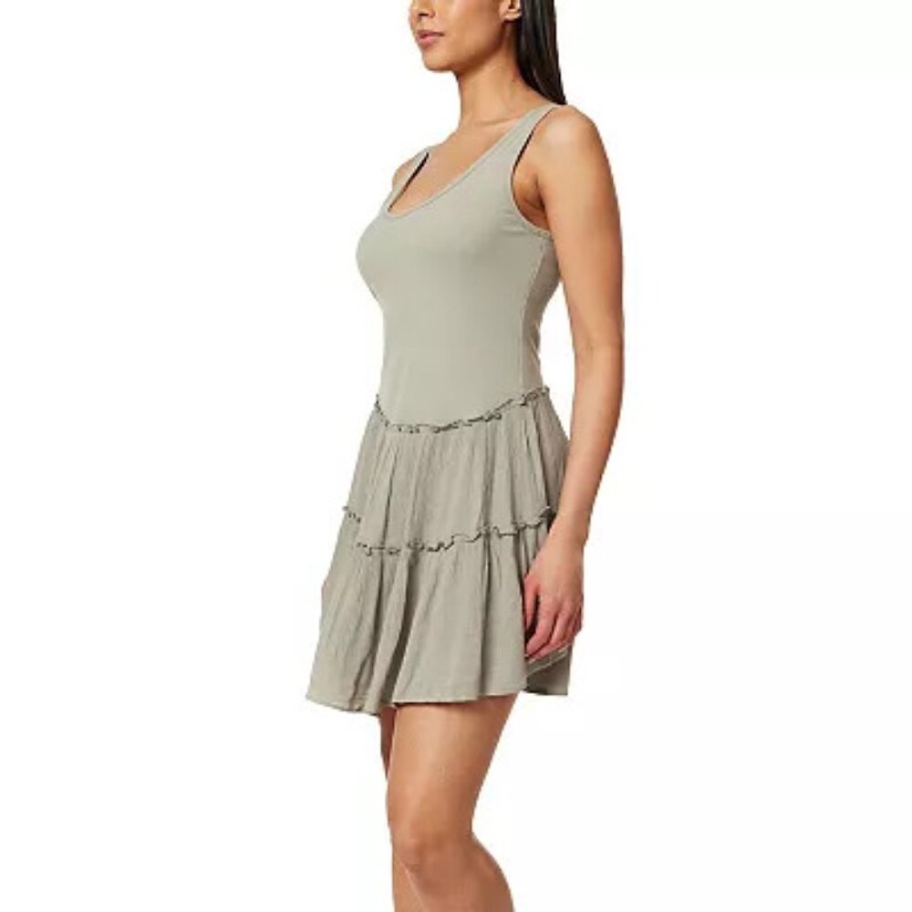Sleeveless Tiered dress with shorts built in - Seagrass